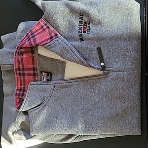 Mackinic Island embroidered 1/4 zip fleece sweatshirt, xl, Grey